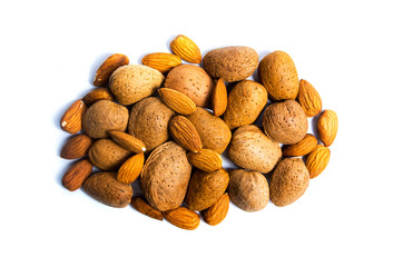 Fresh almonds in shell isolated