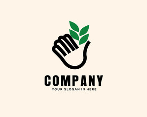 Hand leaf nature logo design inspiration