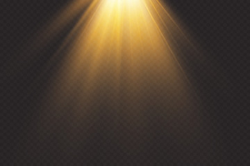Vector transparent sunlight.Vector scene illuminated by spotlight . Light effect on transparent background