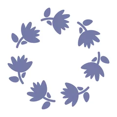 Deurstickers Vlinders Hand getekende vector ronde frame. Bloemenkrans met bladeren, bessen, takken Decoratieve elementen voor design. Inkt, vintage en rustieke stijlen.