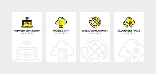 CLOUD DATA TECHNOLOGY LINE ICON SET