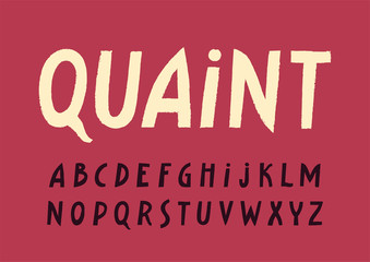 Vector uppercase display alphabet with uneven textured outline of letters