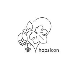 Hops and leaf. A simple icon. Vector outline drawing for a brewery, beer, cosmetics.