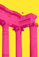 Poster Antique columns. Pop art poster - Pops of Pink. © Jacek