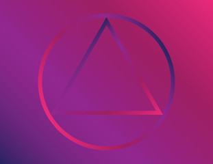 Abstract Minimal Futuristic Vector Illustration. Circle and Triangle on Colorful Pink Gradient Background.