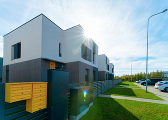 Apartment house residential building complex gate