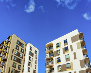 Apartment houses homes residential building complex real estate copy space