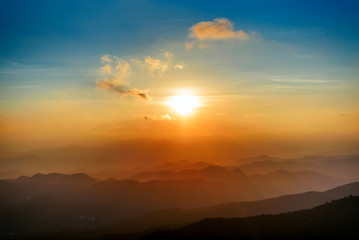 Majestic mountains landscape in sunset sky with clouds , Chiang mai , Thailand
