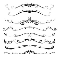 Hand drawn vector vintage swirl borders frames set