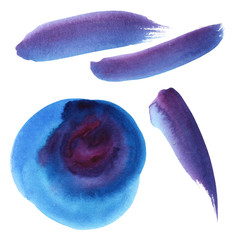  abstraction watercolor stain purple blue burgundy color with gradient divorce. lilac brushstrokes. drawn by hand. on a white background
