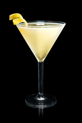 martini cocktail on a black background