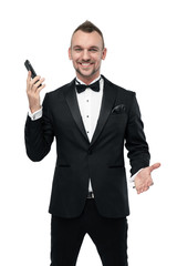 Naklejka premium businessman with mobile phone