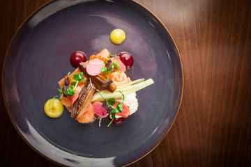 Colourful smoked salmon salad