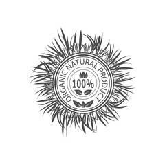 Grey Stamp for Natural Organic Product Isolated on White Background