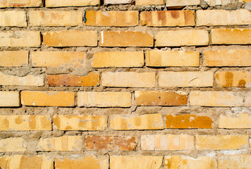 The background of the old wall of yellow brick texture for design