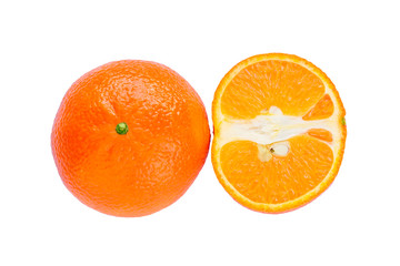 Beautiful bright orange on a white background, sliced