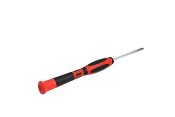 Fototapeta premium Small black red screwdriver isolated on white equipment for carpenter