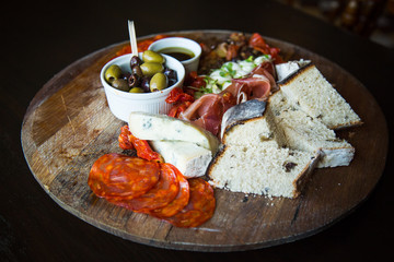 Mediterranean meat and cheese platter 