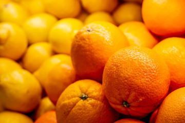Delicious fresh tangerines, ideal for juice. selective focus