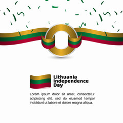 Lithuania Independence Day Flag Vector Template Design Illustration