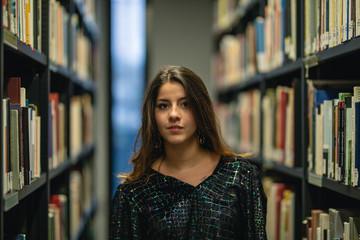 young woman in the library