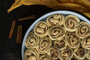 Cinnamon rolls ready to be baked