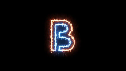 Letter B - outline fire and ice glowing on transparent background - Powered by Adobe