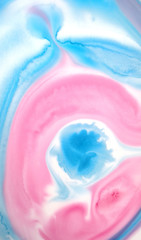 watercolor abstraction of blue and pink on a white background