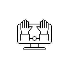 Computer, crime, handcuff icon. Element of social addict icon. Thin line icon for website design and development, app development. Premium icon
