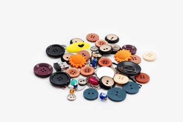 colored buttons and yarns