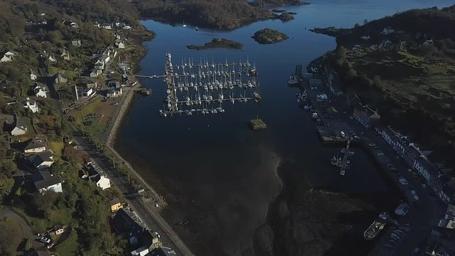 beautiful view of the yacht camp at the time Tarbert filmed by the drone,