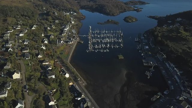 beautiful view of the yacht camp at the time Tarbert filmed by the drone,