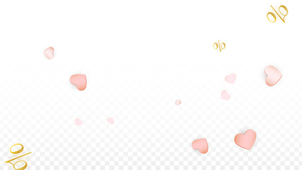 Vector Percentage Sign and Hearts Confetti on Transparent Background. Percent Sale Background. Business, Economics, Finance Print. Discount Illustration. Promotion poster.