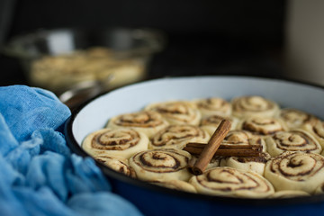 Cinnamon rolls ready to be baked