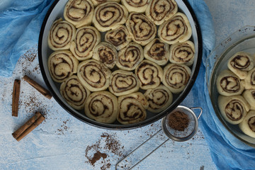 Cinnamon rolls ready to be baked