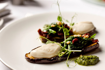Eggplant with cream cheese and pesto