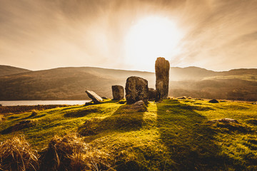 Cercle de pierres d& 39 Uragh, parc Gleninchaquin, comté de Kerry, Irlande