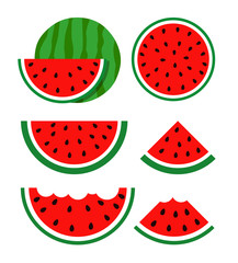 Flat icon slice of watermelon. Vector illustration icon