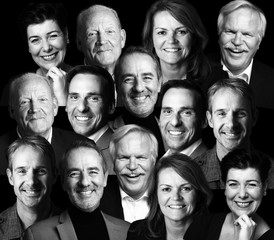 Obraz premium Group of people in a row black and white