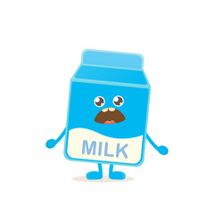 Obraz na płótnie Canvas funny cartoon cute smiling milk carton character isolated on white background. Kids food flat funky character