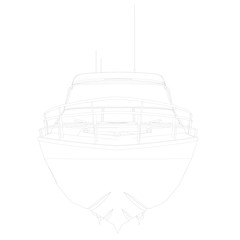 Outline sports boat. Front view. vector illustration
