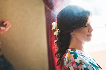 portrait of a girl getting her hair made