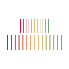 Set of gradation red yellow green colors . Swatch striped trend gradient colors for fashion industry cheerful soft and warm inspirational for seasonal backgrounds projects. Vector illustration EPS 10