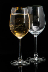 wine glasses black background