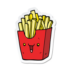 sticker of a cute cartoon box of fries