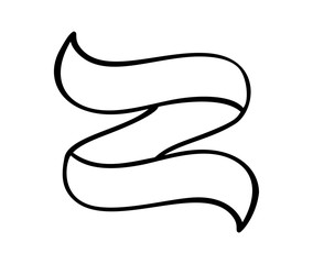 Vector illustration vintage ribbon element with place for text. Hand drawn sketch doodle banner design isolated on white background