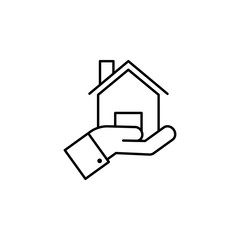 hand, home, insurance icon. Element of insurance icon. Thin line icon for website design and development, app development. Premium icon