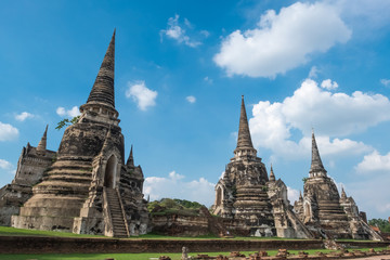 Fototapeta premium Wat Phra Si Sanphet, the old temple in Ayutthaya and a World Heritage Site.
