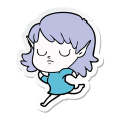 sticker of a cartoon elf girl