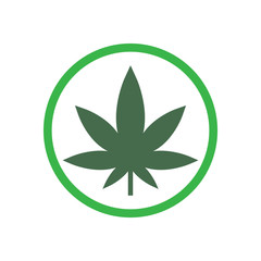 Cannabis, marijuana leaf icon. Vector illustration, flat design.